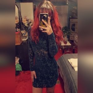 Velvet lace green dress